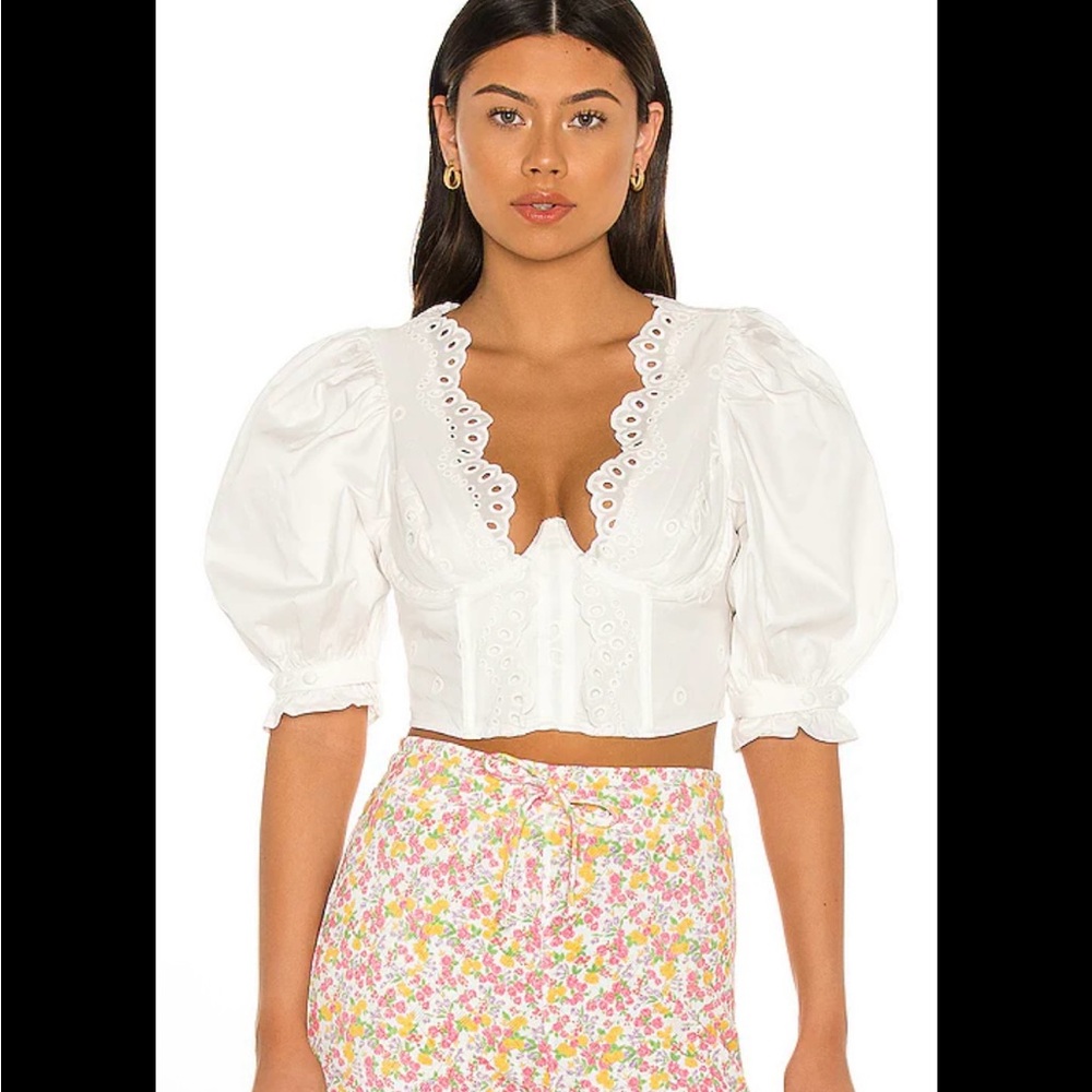 FOR LOVE & LEMONS: Serena Crop Top in White, size XS